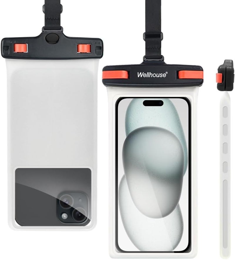 Wellhouse Waterproof Phone Pouch, Waterproof Phone Case for iPhone 16 15 14 13 12 Pro Max XS Samsung, IPX8 3D Cellphone Dry Bag Beach Essentials (1 Pack - Black/Red Clasp7.0, 7 inch) - Image 1